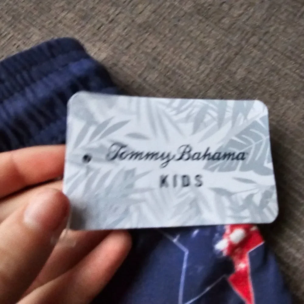 Tommy Bahama Kids Boy's Blue Stars Print With Liner Swim Trunks Size XL